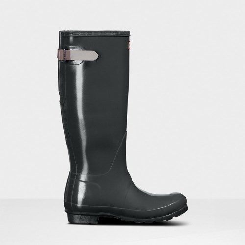 Hunter Original Back Adjustable Gloss Tall Rain Boots For Womens - NZ I4891